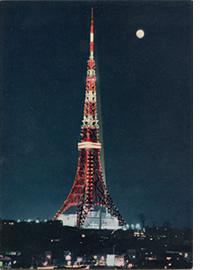 寒月を背に大東京の夜空に輝く東京タワーを麻布の高台より仰ぐ